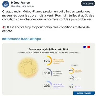 Les prévisions de Météo France, pour cet été 