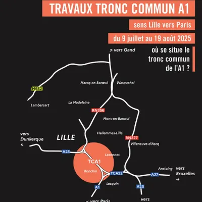 Attention ! Les travaux sur l'A1 débutent aujourd'hui. 
