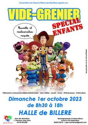 Billière : Vide-grenier Spécial Enfants