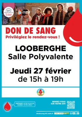 Collecte de sang Looberghe le 27 février