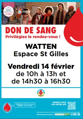 Collecte de sang WATTEN le 14 février