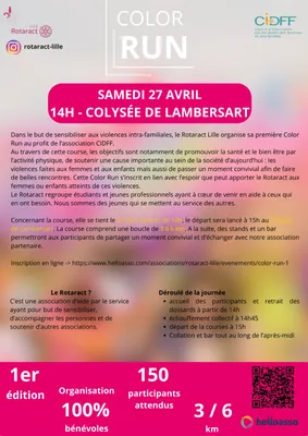 Color run Rotaract Lille le 27 avril à Lambersart