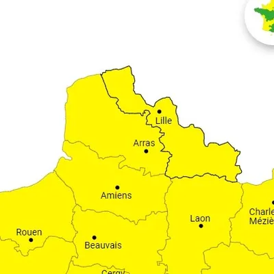 Les départements du Nord, du Pas-de-Calais sont en vigilance jaune...