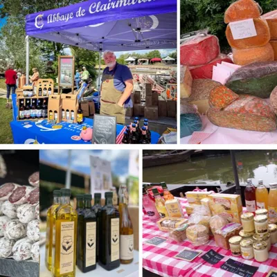 Un marché au bord de l'eau à Clairmarais