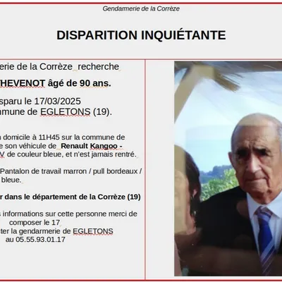 [MàJ] Un homme de 90 ans disparu en Corrèze retrouvé après 24h de...