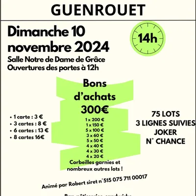 Loto à l'école sainte marie à Guenrouet