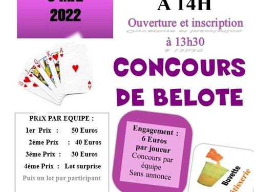 Grand Concours de Belote le 5 Mai 2022 à Châteaubriant !