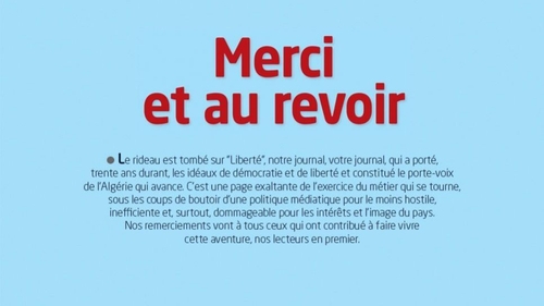 Algérie : le journal "Liberté" s’arrête après 30 ans d’existence !