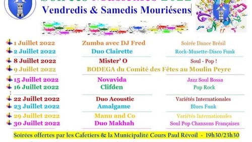 [ LOISIRS / CULTURE ]: SOIREES MUSICALES - MOURIES !