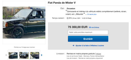 Mister V : sa Fiat Panda revendue aux enchères par le gagnant du...