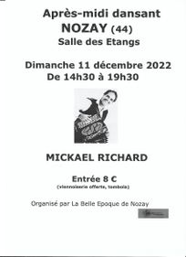 Après-midi dansant à Nozay avec Mickael RICHARD le 11/12/2022