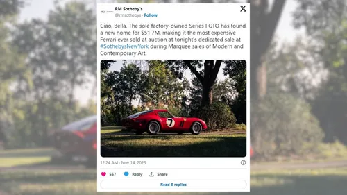 Une Ferrari de 1962 adjugée près de 52 millions de dollars, 2e...