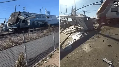 Un avion atterrit sur une voie ferrée avant d'être fauché par un...