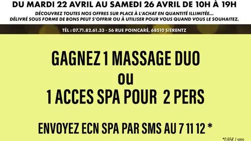 Gagnez 1 massage duo ou vos entrées spa à l'Eveil des Sens