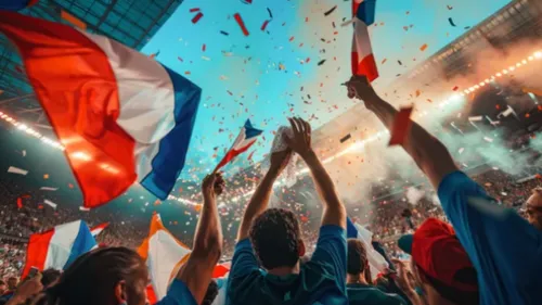 Des foules nombreuses célèbrent la victoire des Bleus sur la place...