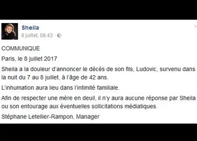 Le fils de Sheila s'est suicidé