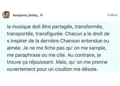 Nouvelle salve de Benjamin Biolay en direction de Grégoire