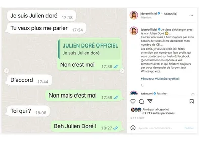 Julien Doré lance l'alerte aux faux profils