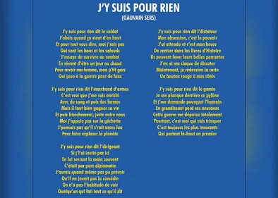 Gauvain Sers écrit un texte poignant pour l'Ukraine