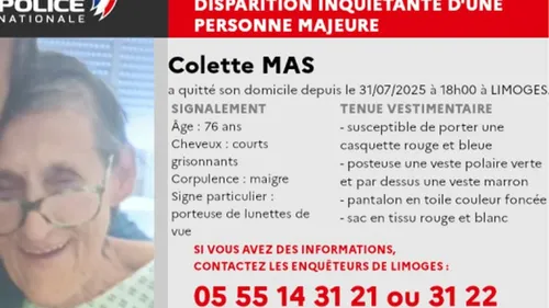 Limoges : disparition inquiétante d’une femme de 76 ans