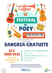 Festival de Poey de lescar avec le groupe Sangria gratuite 