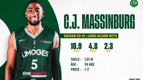 Limoges CSP : C.J. Massinburg arrive au club pour remplacer Gerry...