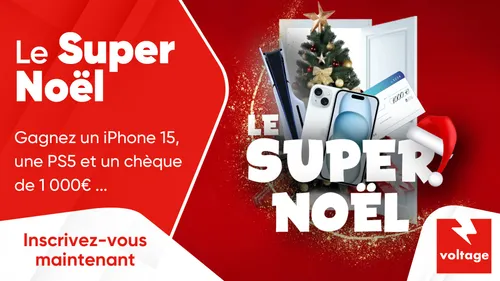 Le Super Noël : gagnez un iPhone 15, une PS5 et un chèque de 1000€