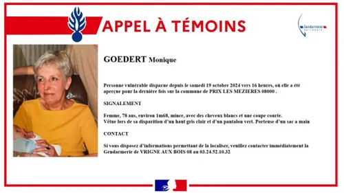 Disparition inquiétante d'une septuagénaire