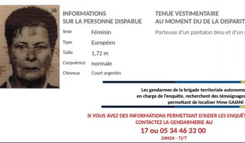 Une retraitée a disparu au sud de Toulouse 