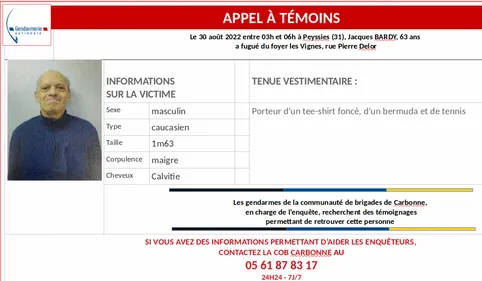 Disparition inquiétante. Un retraité s'enfuit d'un Ehpad au sud de...