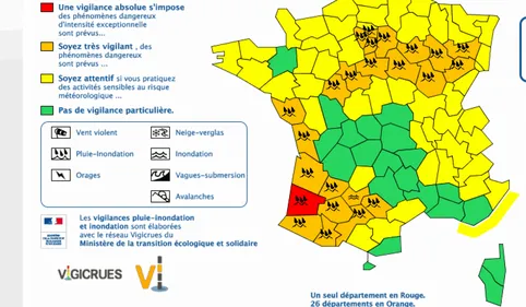 Météo : Plusieurs départements du Sud-Ouest en alerte inondation