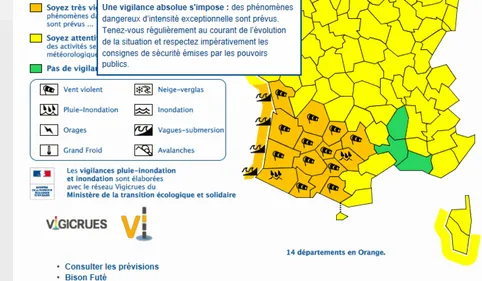 Attention : Vigilance orange pluies et vents violents dans le...