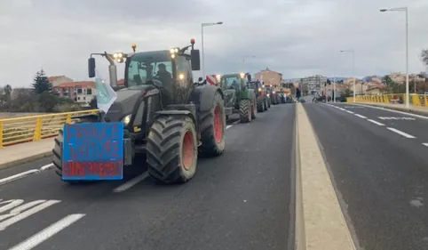Les agriculteurs manifestent à Perpignan contre une décision de...