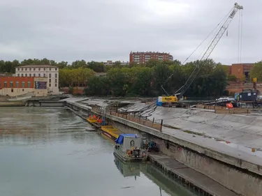 Toulouse : des travaux difficiles sur la chaussée du Bazacle 