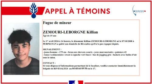Adolescent en fugue : Un appel à témoins lancé dans les...