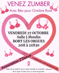 Bort-les-Orgues : Zumba Rose pour le Cancer et Octobre Rose