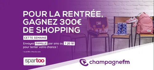 Gagnez 300€ de shopping avec Spartoo sur Champagne FM