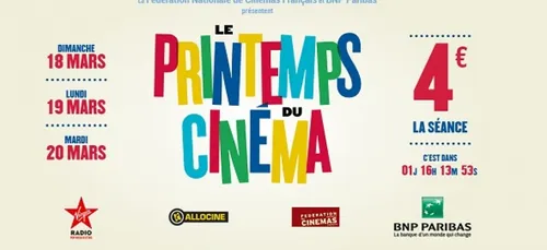 La place à 4 euros lors du Printemps du Cinéma !
