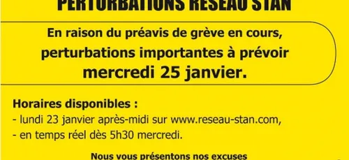 Grève sur le réseau Stan mercredi 25 Janvier