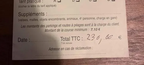 Un taxi facture 230 euros une course entre Roissy et Paris (photos)