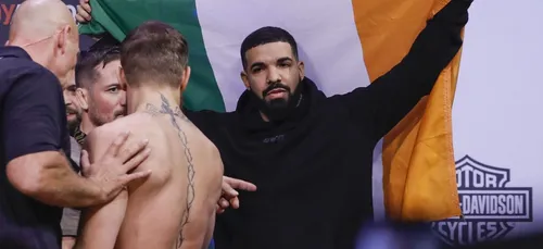 UFC 229 : McGregor, supporté par Drake et son drapeau irlandais !