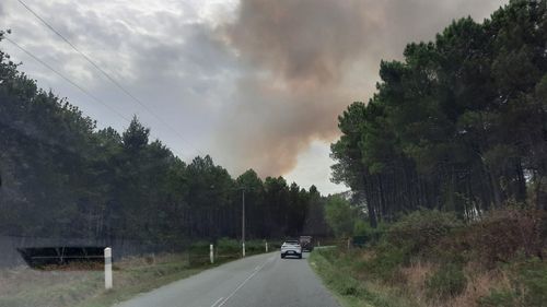 Gironde : un incendie sur la D5 entre Saumos et Temple