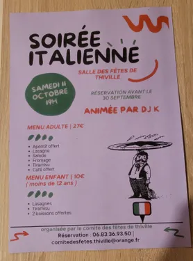 THIVILLE - Soirée italienne du comité des fêtes