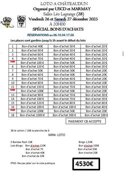 CHÂTEAUDUN - Loto de l'USCD et Marmay 