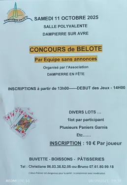 DAMPIERRE-SUR-AVRE - Concours de belote