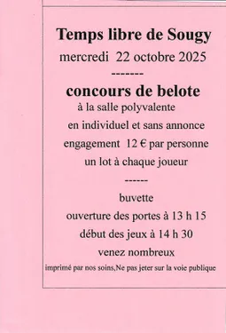SOUGY (45) - Concours de belote