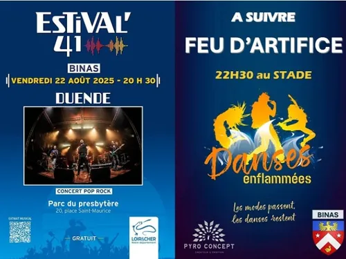 BINAS (41) - Estival'41 : Concert de Duende et Feu d'artifice