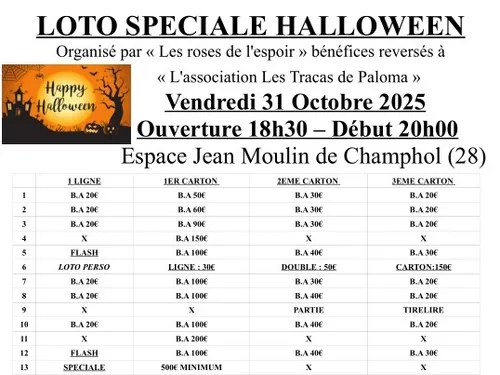 CHAMPHOL - Loto spécial Halloween des Roses de l'Espoir