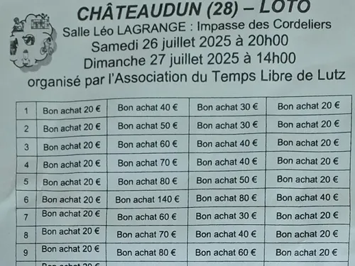 CHÂTEAUDUN - Loto de l'association du Temps Libre de Lutz
