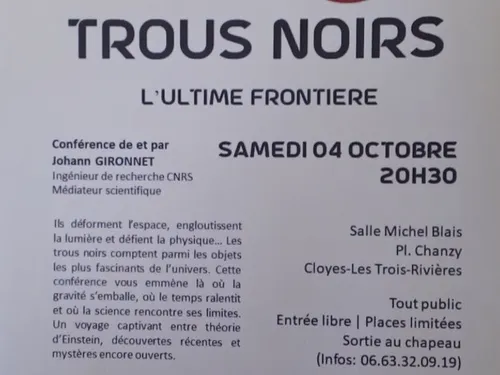 CLOYES-SUR-LE-LOIR - Conférence : Trous noirs, l'ultime frontière